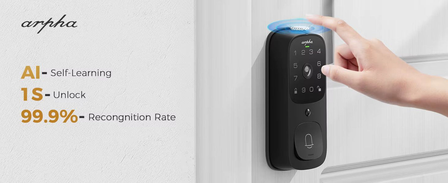 Smart Keyless Deadbolt Lock w/Integrated Camera/Doorbell Fingerprint Code and Keypad