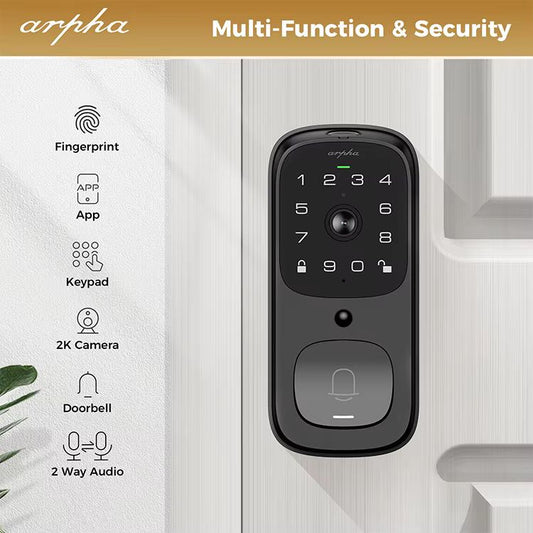 Smart Keyless Deadbolt Lock w/Integrated Camera/Doorbell Fingerprint Code and Keypad
